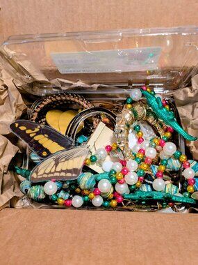 Over 2 Pounds of Mystery Jewelry Box Necklaces Earrings Bracelets All Wearable!